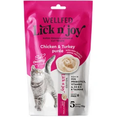 Λιχουδιές Γάτας Pet Interest Wellfed Lick N' Joy Chicken & Turkey (5x14gr) 70gr με Κοτόπουλο & Γαλοπούλα
