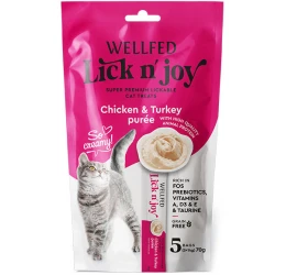 Λιχουδιές Γάτας Pet Interest Wellfed Lick N' Joy Chicken & Turkey (5x14gr) 70gr με Κοτόπουλο & Γαλοπούλα