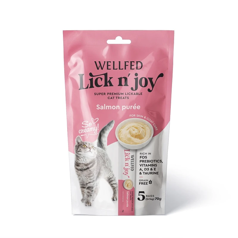 Λιχουδιές Γάτας Pet Interest Wellfed Lick N' Joy Salmon (5x14gr) 70gr με Σολομό ΓΑΤΕΣ