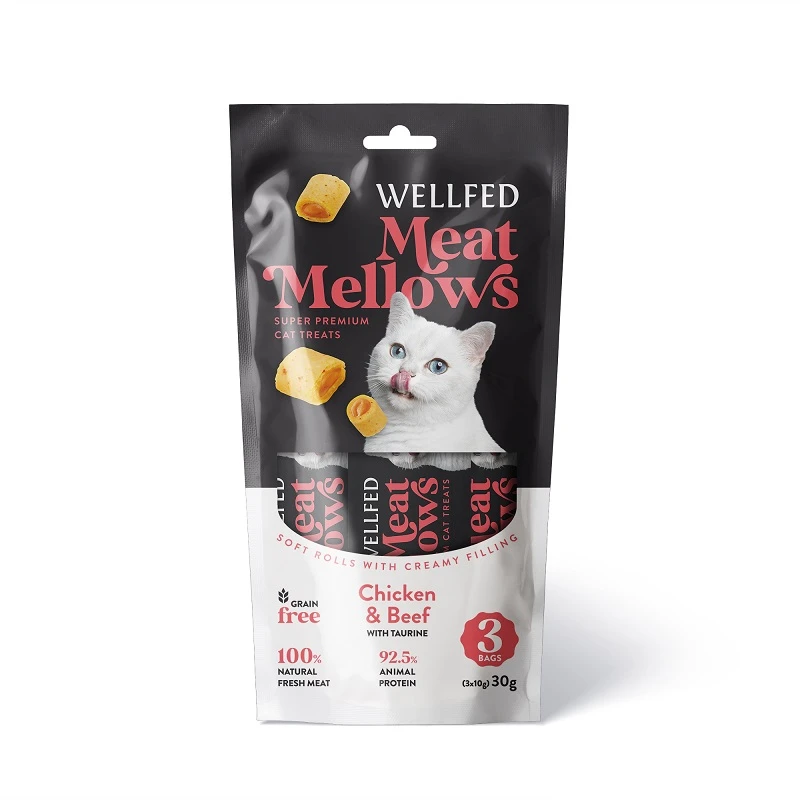 Λιχουδιές Γάτας Pet Interest Wellfed Meat Mellows Chicken & Beef (3x10gr) 30gr με Κοτόπουλο & Βοδινό ΓΑΤΕΣ