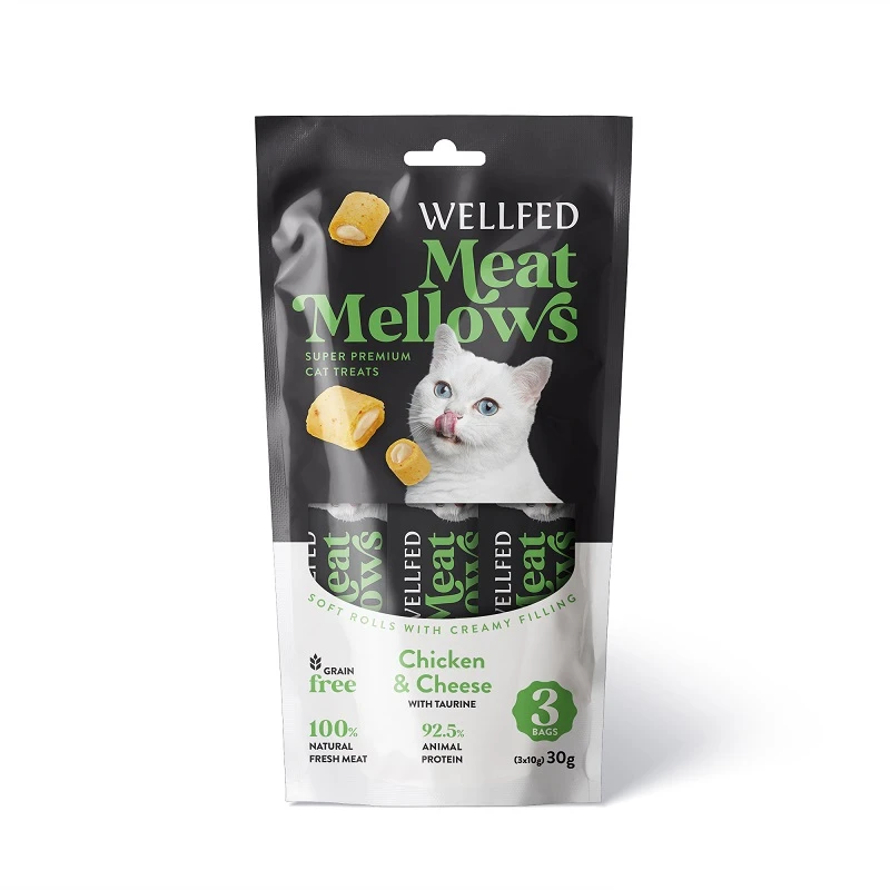 Λιχουδιές Γάτας Pet Interest Wellfed Meat Mellows Chicken & Cheese (3x10gr) 30gr με Κοτόπουλο & Τυρί ΓΑΤΕΣ