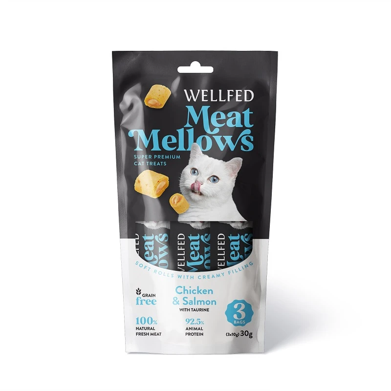 Λιχουδιές Γάτας Pet Interest Wellfed Meat Mellows Chicken & Salmon (3x10gr) 30gr με Κοτόπουλο & Σολομό ΓΑΤΕΣ