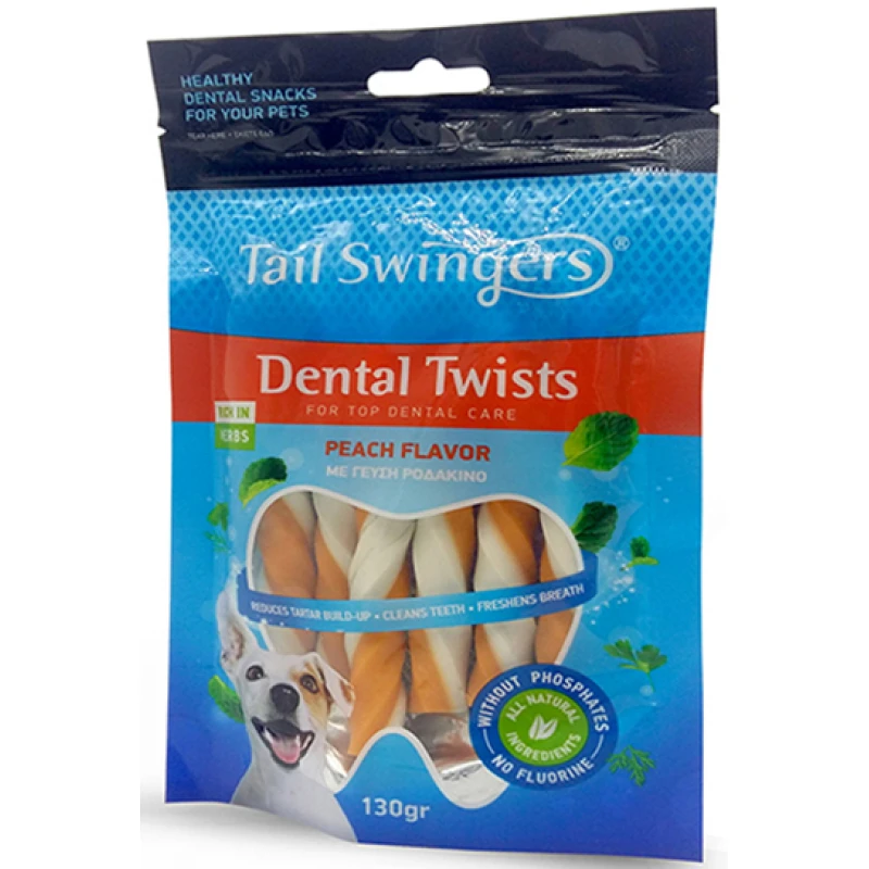Λιχουδιές Σκύλου Tailswingers Dental Twists με Ροδάκινο 12τμχ 130gr ΣΚΥΛΟΙ
