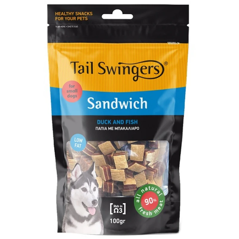 Λιχουδιές Σκύλου Pet interest Tailswingers Σάντουιτς με Πάπια και Ψάρι 100gr Small Bites ΣΚΥΛΟΙ