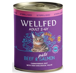Wellfed Cat Για Στειρωμένες Γάτες με Βοδινό Και Σολομό 800gr