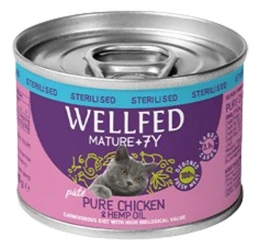 Wellfed Mature 7+ Sterilised Chicken & Hemp Oil 200gr  Wellfed Mature 7+ Sterilised Chicken & Hemp Oil 200gr