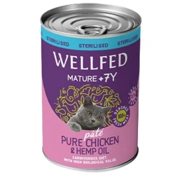 Wellfed Mature 7+ Sterilised Chicken & Hemp Oil 400gr  Wellfed Mature 7+ Sterilised Chicken & Hemp Oil 400gr