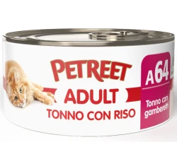 Υγρή Τροφή - Κονσέρβα Γάτας Petreet Adult Τόνος με Ρύζι & Γαρίδες 85gr Υγρή Τροφή - Κονσέρβα Γάτας Petreet Adult Τόνος με Ρύζι & Γαρίδες 85gr