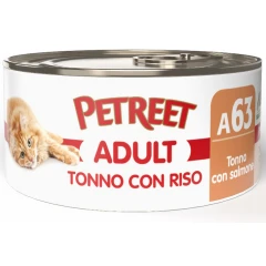 Υγρή Τροφή - Κονσέρβα Γάτας Petreet Adult Τόνος με Ρύζι & Σολομό 85gr Υγρή Τροφή - Κονσέρβα Γάτας Petreet Adult Τόνος με Ρύζι & Σολομό 85gr