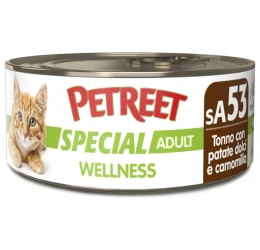 Υγρή Τροφή - Κονσέρβα Γάτας Petreet Special Adult Wellness Τόνος με Γλυκοπατάτα 70gr Υγρή Τροφή - Κονσέρβα Γάτας Petreet Special Adult Wellness Τόνος με Γλυκοπατάτα 70gr