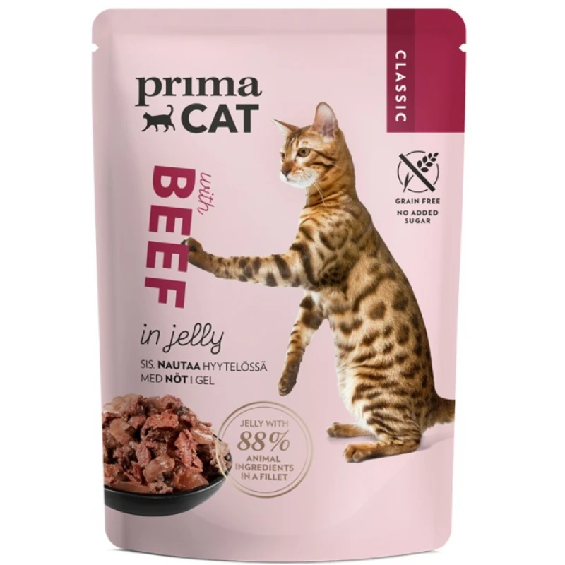 Prima Cat Classic Beef in jelly - Βοδινό σε ζελέ 85gr ΥΓΡΗ ΤΡΟΦΗ -  ΚΟΝΣΕΡΒΕΣ ΓΑΤΑΣ