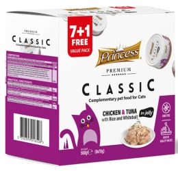 Princess Premium Classic Chicken & Tuna with Rice & White Bait 70g (7 + 1 Δώρο) Princess Premium Classic Chicken & Tuna with Rice & White Bait 70g (7 + 1 Δώρο)