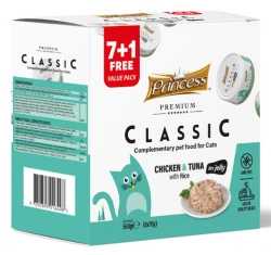 Princess Premium Classic Chicken & Tuna with Rice 70g (7 + 1 Δώρο) Princess Premium Classic Chicken & Tuna with Rice 70g (7 + 1 Δώρο)