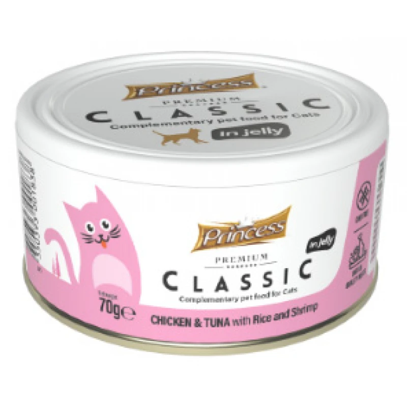 Princess Premium Classic Chicken & Tuna with Rice & Shrimp 70g (7 + 1 Δώρο) Γάτες Princess Premium Classic Chicken & Tuna with Rice & Shrimp 70g (7 + 1 Δώρο) Γάτες