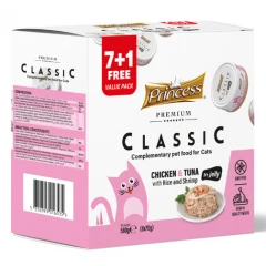 Princess Premium Classic Chicken & Tuna with Rice & Shrimp 70g (7 + 1 Δώρο) Princess Premium Classic Chicken & Tuna with Rice & Shrimp 70g (7 + 1 Δώρο)