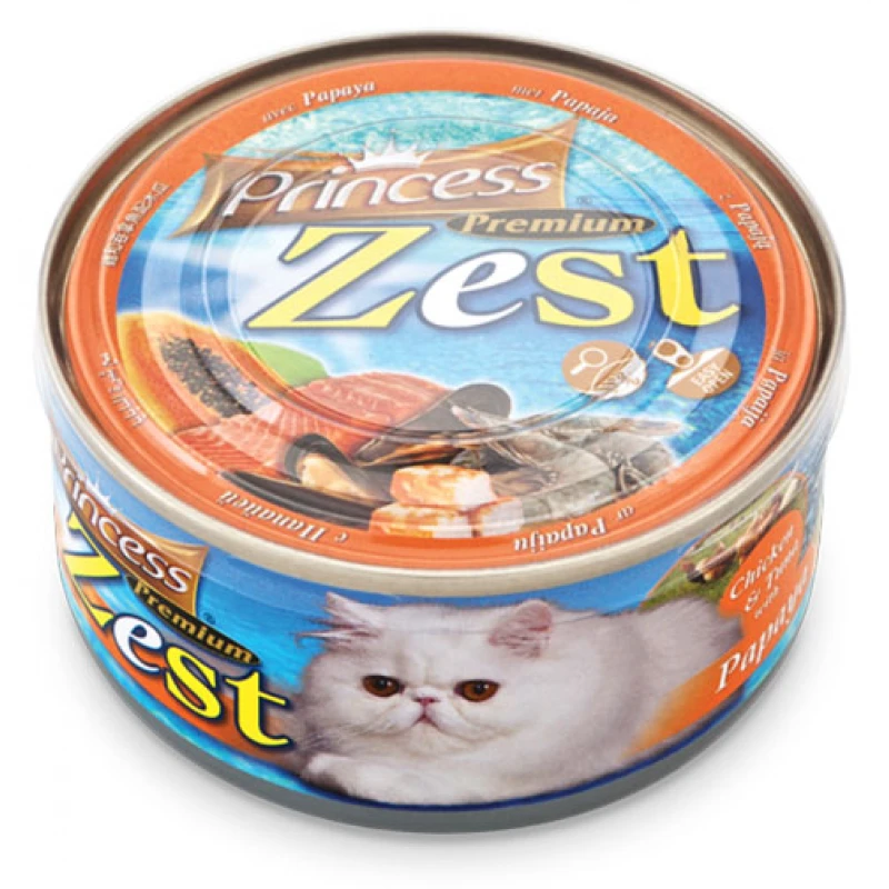 Princess Premium Zest Chicken, Tuna, Papaya 170g Γάτες Princess Premium Zest Chicken, Tuna, Papaya 170g Γάτες