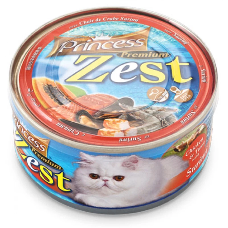 Princess Premium Zest Chicken, Tuna, Surimi 170g Γάτες Princess Premium Zest Chicken, Tuna, Surimi 170g Γάτες