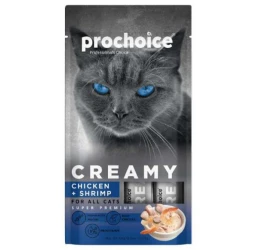 Λιχουδιές Γάτας Prochoice Creamy με Κοτόπουλο και Γαρίδες 60gr (4x15gr)