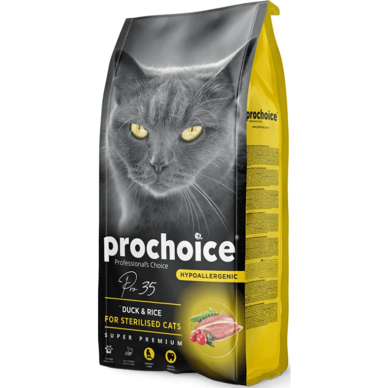 Ξηρή Τροφή Γάτας Prochoice Sterilised Hypoallergenic Duck & Rice 15kg με Πάπια Γάτες
