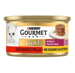 Purina Gourmet Gold Tartar Διπλή Απόλαυση με Βοδινό & Κοτόπουλο 85gr
