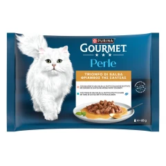 Purina Gourmet Perle Θρίαμβος της Σάλτσας με Σολομό & Τόνο 4x85gr