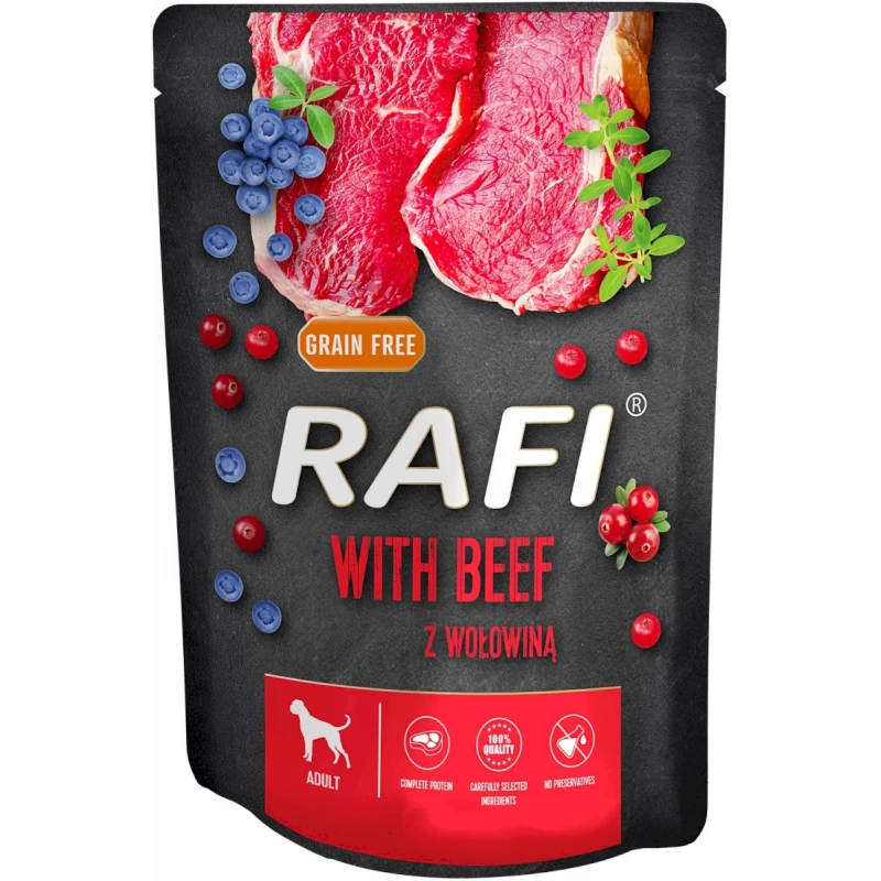 Υγρή τροφή Σκύλου Rafi Adult Pate Grain Free Beef (με Βοδινό) with Blueberry & Cranberry Pouch 500gr ΣΚΥΛΟΙ