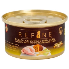 Υγρή Τροφή - Κονσέρβα Γάτας Refine Κοτόπουλο με Κολοκύθα & Καλαμπόκι 80gr Υγρή Τροφή - Κονσέρβα Γάτας Refine Κοτόπουλο με Κολοκύθα & Καλαμπόκι 80gr