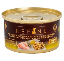 Υγρή Τροφή - Κονσέρβα Γάτας Refine Κοτόπουλο με Πατάτες, Ελαιόλαδο & Δεντρολίβανο 80gr (1+1 Δώρο)