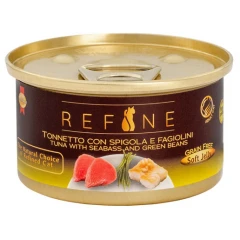 Υγρή Τροφή - Κονσέρβα Γάτας Refine Τόνος με Λαβράκι & Φασολάκια 80gr Υγρή Τροφή - Κονσέρβα Γάτας Refine Τόνος με Λαβράκι & Φασολάκια 80gr