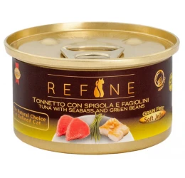 Υγρή Τροφή - Κονσέρβα Γάτας Refine Τόνος με Λαβράκι & Φασολάκια 80gr