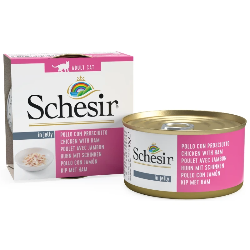 Schesir Cat Jelly Φιλετάκια Κοτόπουλου με Ζαμπόν 85gr 1τμχ ΓΑΤΕΣ