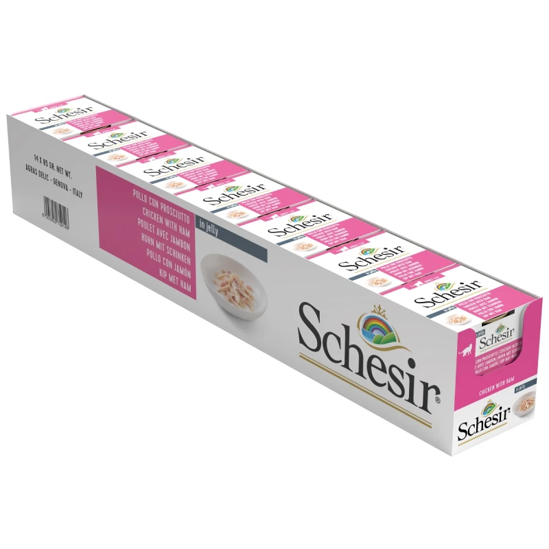 Schesir Cat Jelly Φιλετάκια Κοτόπουλου με Ζαμπόν 85gr 1τμχ ΓΑΤΕΣ