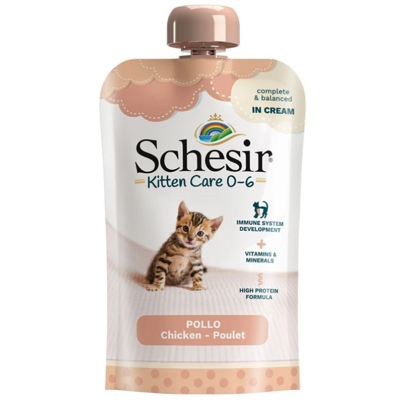 Συμπλήρωμα διατροφής για γατάκια Schesir Kitten Cream 0-6 μηνών 150gr με κοτόπουλο ΓΑΤΕΣ