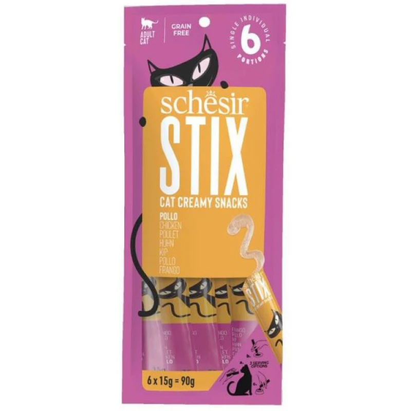 Λιχουδιές Γάτας Grain Free Schesir Cat Stix Pouch Treats Κοτόπουλο 6x15gr ΓΑΤΕΣ