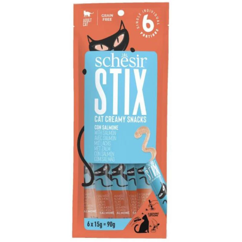 Λιχουδιές Γάτας Grain Free Schesir Cat Stix Pouch Treats Salmon 6x15gr ΓΑΤΕΣ