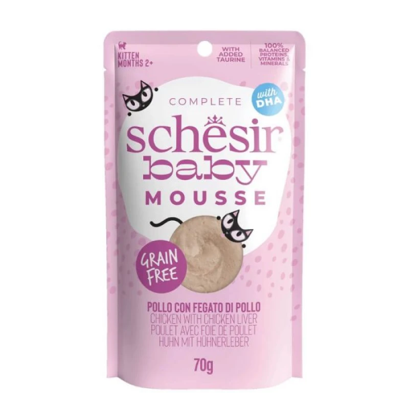 Υγρή Τροφή Γάτας Grain Free Schesir Baby Cat Mousse 70gr Κοτόπουλο με Συκώτι ΓΑΤΕΣ