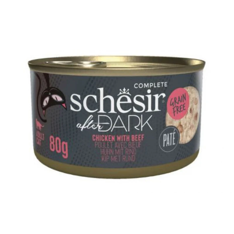 Υγρή Τροφή Γάτας Grain Free Schesir Cat After Dark Pate 80gr Κοτόπουλο με Μοσχάρι ΓΑΤΕΣ