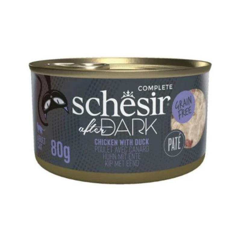 Υγρή Τροφή Γάτας Grain Free Schesir Cat After Dark Pate 80gr Κοτόπουλο με Πάπια ΓΑΤΕΣ