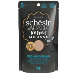 Υγρή Τροφή Γάτας Grain Free Schesir Cat After Dark Velvet Mousse 80gr Κοτόπουλο με Αυγό Ορτυκιού