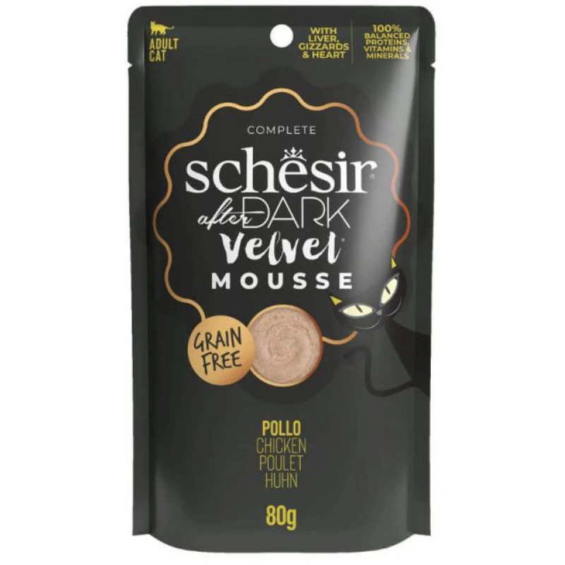 Υγρή Τροφή Γάτας Grain Free Schesir Cat After Dark Velvet Mousse 80gr Κοτόπουλο ΓΑΤΕΣ