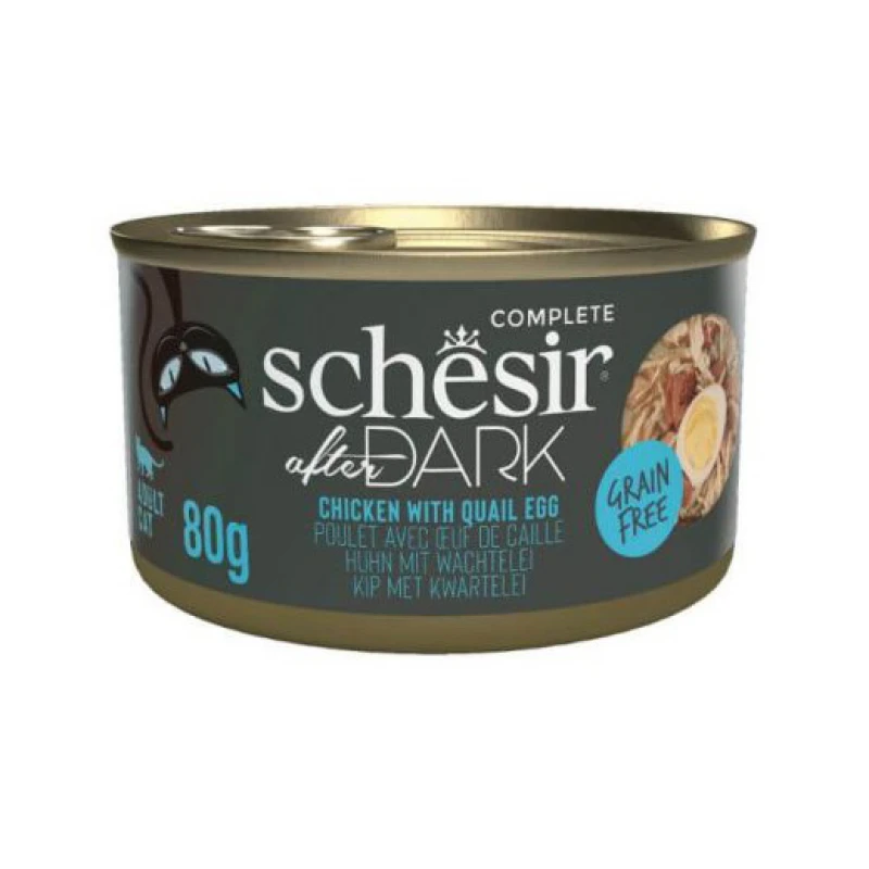 Υγρή Τροφή Γάτας Grain Free Schesir Cat After Dark Wholefood 80gr Κοτόπουλο με Αυγό Ορτυκιού ΓΑΤΕΣ