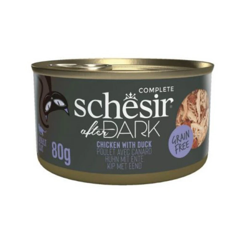 Υγρή Τροφή Γάτας Grain Free Schesir Cat After Dark Wholefood 80gr Κοτόπουλο με Πάπια ΓΑΤΕΣ