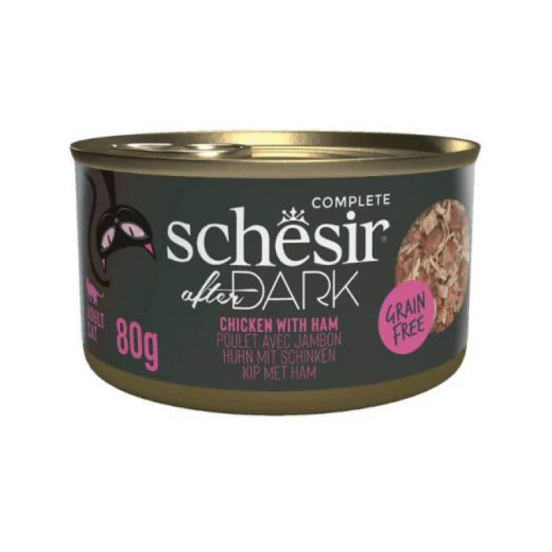 Υγρή Τροφή Γάτας Grain Free Schesir Cat After Dark Wholefood 80gr Κοτόπουλο με Ζαμπόν ΓΑΤΕΣ