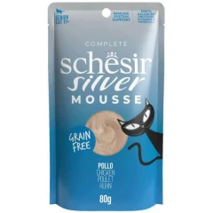 Υγρή Τροφή Γάτας Grain Free Schesir Cat Silver Mousse 80gr Κοτόπουλο με Κολοκύθα