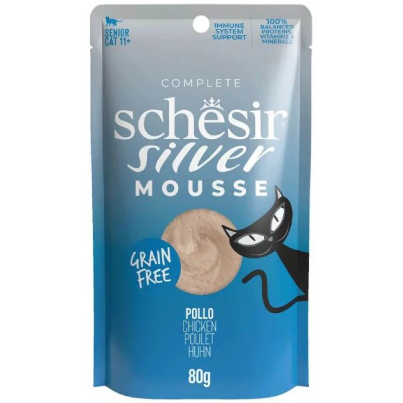 Υγρή Τροφή Γάτας Grain Free Schesir Cat Silver Mousse 80gr Κοτόπουλο με Κολοκύθα ΓΑΤΕΣ