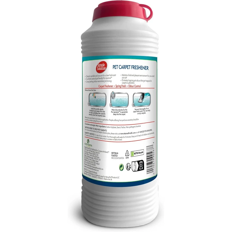 Καθαριστικό Χαλιών Simple Solution Pet Carpet Freshener 500gr ΣΚΥΛΟΙ