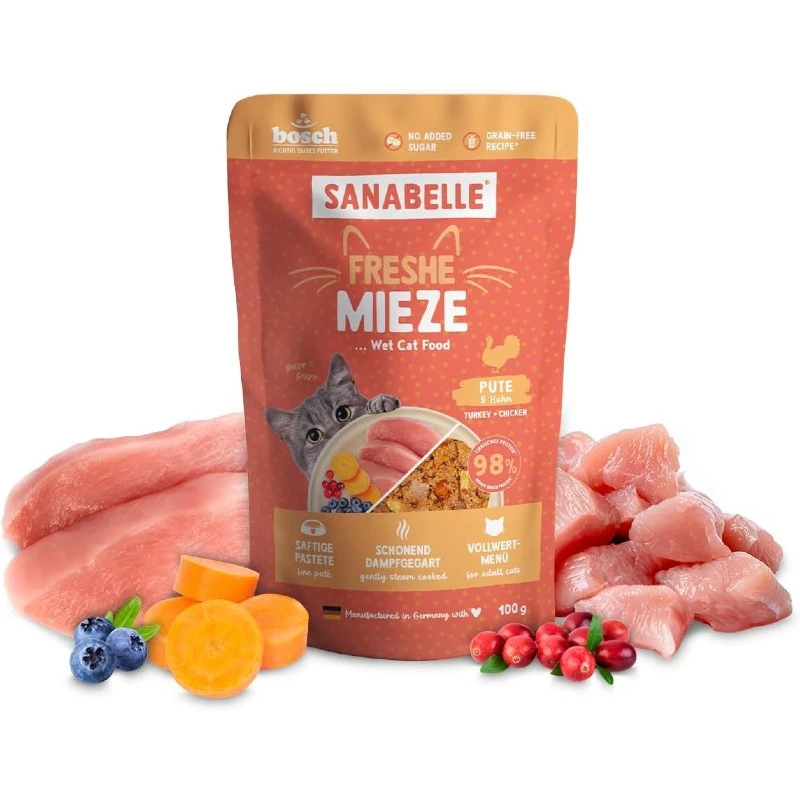 Υγρή Τροφή Γάτας Bosch Sanabelle Γαλοπούλα & Κοτόπουλο 100gr Γάτες