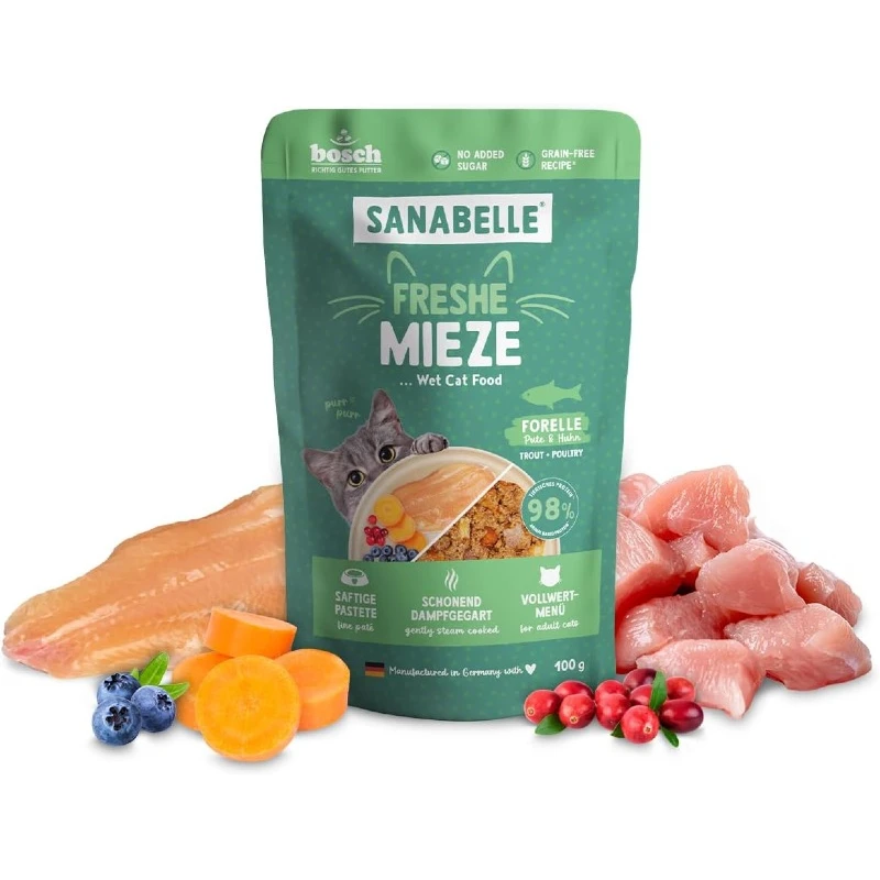 Υγρή Τροφή Γάτας Bosch Sanabelle Πέστροφα με Γαλοπούλα & Κοτόπουλο 100gr Γάτες