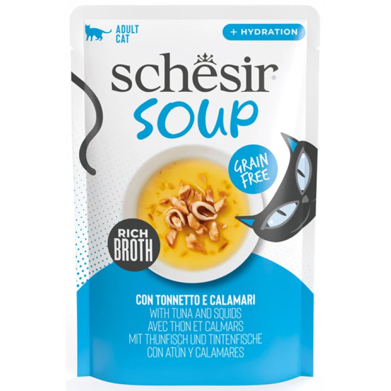 Schesir Cat Pouch Άγριος Τόνος και Καλαμάρια σε Σούπα 40gr Γάτες Schesir Cat Pouch Άγριος Τόνος και Καλαμάρια σε Σούπα 40gr Γάτες