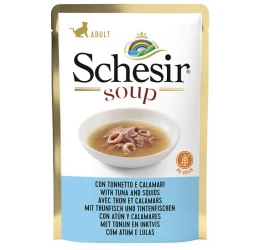 Schesir Cat Pouch Άγριος Τόνος και Καλαμάρια σε Σούπα 85gr Schesir Cat Pouch Άγριος Τόνος και Καλαμάρια σε Σούπα 85gr